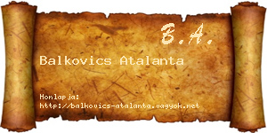 Balkovics Atalanta névjegykártya